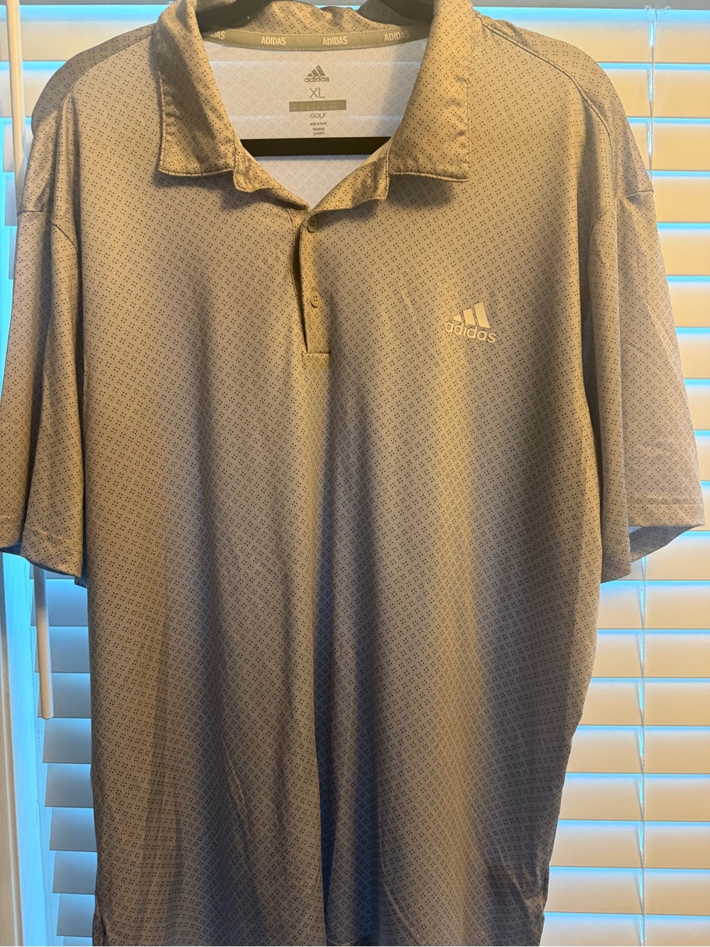adidas Men’s Beige Polo Golf Shirt with Subtle Pattern - XL